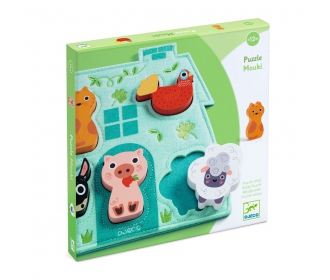 Djeco      -      Puzzle Filcowy Domek z Drewnianymi Puzzlami Mouki Dj01072
