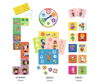 Djeco          -         Zestaw Gier Edukacyjnych Bingo - Memo - Domino Dj08143